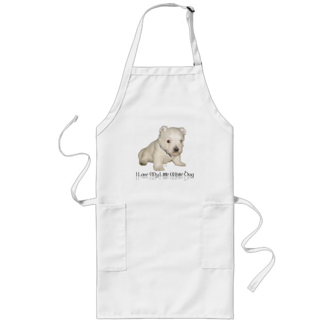 Tablier Long J'adore mon petit chien blanc - chiot Westie (Devant)
