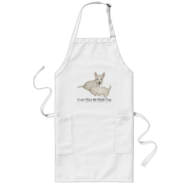 Tablier Long J'adore mon petit chien blanc - chiots Westie ! (Devant)