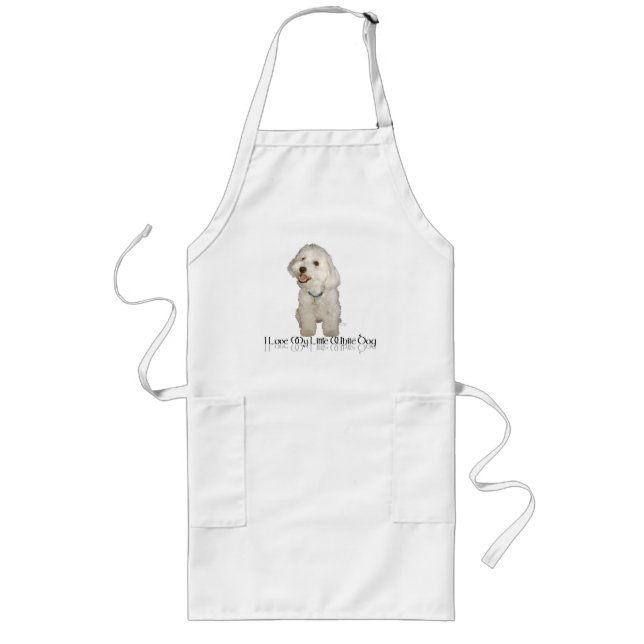 Tablier Long J'adore mon petit chien blanc - Havanais (Devant)