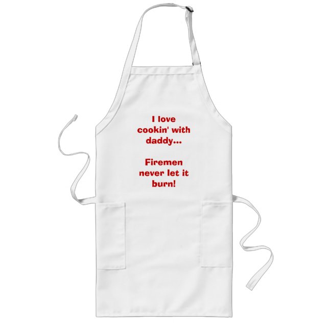 Tablier Long J'aime le cookin avec des pompiers de papa… ne (Devant)