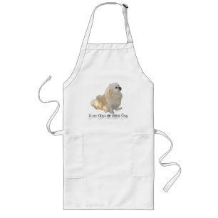 Tablier Long J'Aime Mon Petit Chien Blanc - Pekingese !