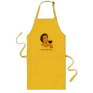 Tablier Long Je cuisine AVEC du vin.