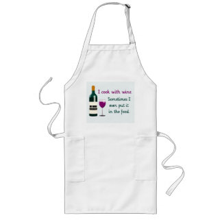 Tablier Long Je cuisine avec du vin amusant Apron