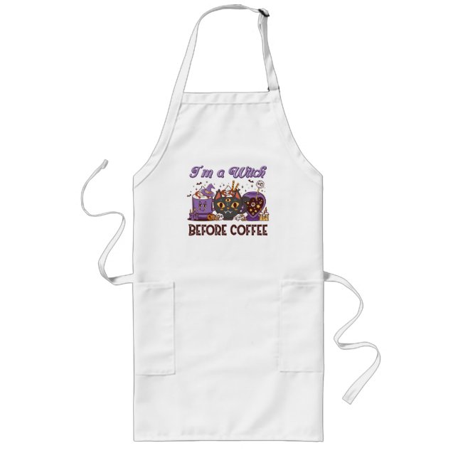 Tablier Long Je suis sorcière avant le café (Devant)