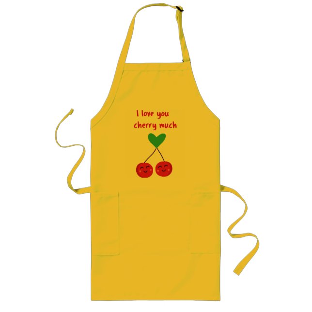 Tablier Long Je t'aime beaucoup Cherry Valentine (Devant)