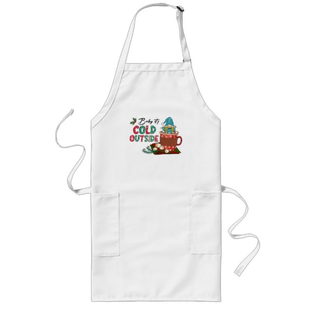 Tablier Long Joli cadeau de Noël scandinave et cacao chaud (Devant)