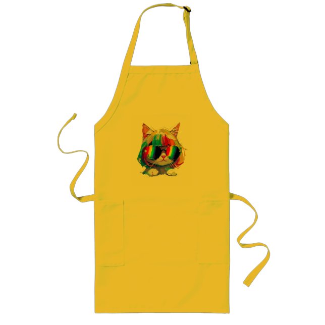 Tablier Long Joli Chat Drôle Smol (Peinture N° 5) (Devant)