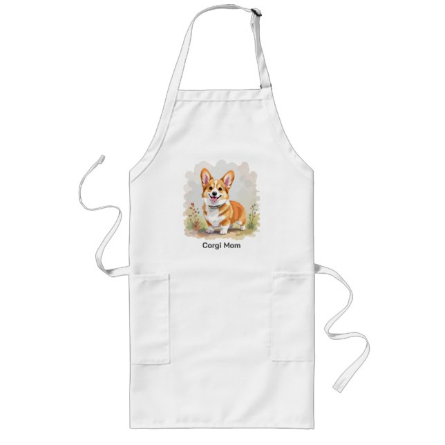 Tablier Long Joli chien Pembroke Welsh Corgi rouge (Devant)