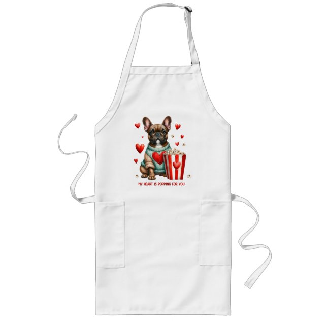 Tablier Long Joli cœur de la Saint-Valentin de Bouledogue Franç (Devant)