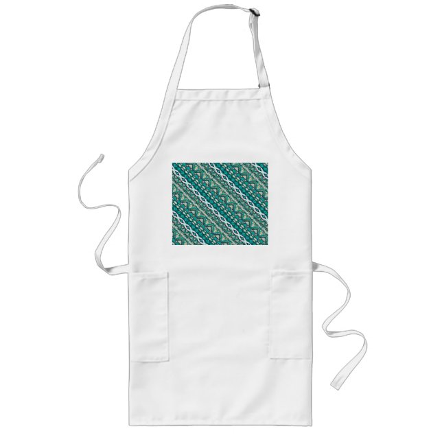 Tablier Long Joli motif aztèque de design vert mignon (Devant)