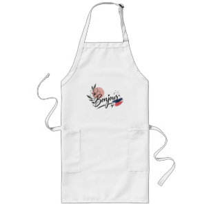 Tablier Long Jolie typographie florale Bonjour pour femmes