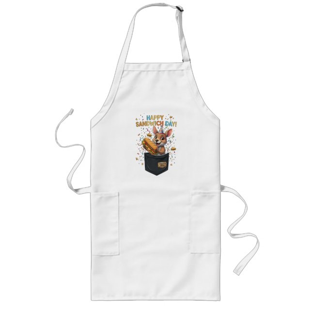 Tablier Long Joyeuse Fête du Sandwich Patron- Kangourou Foodie  (Devant)