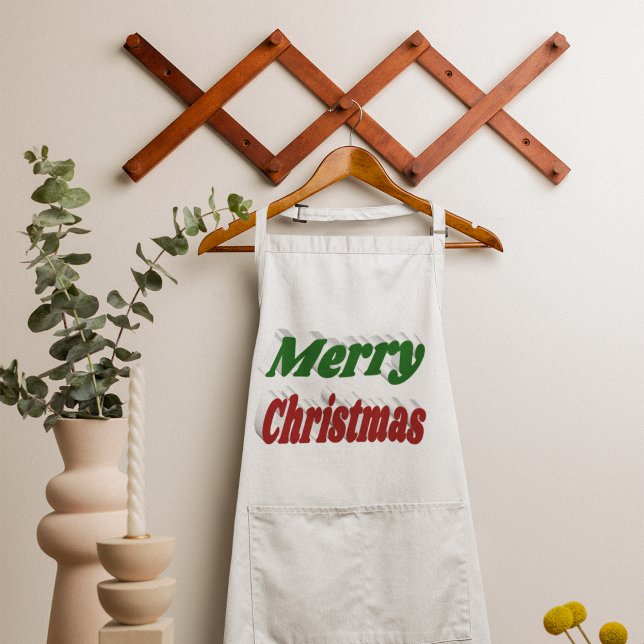Tablier Long Joyeuse typographie rouge et verte de Noël (Créateur téléchargé)