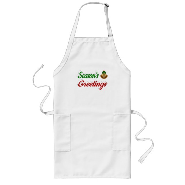 Tablier Long Joyeuses Fêtes Bells Noël rouge vert script (Devant)