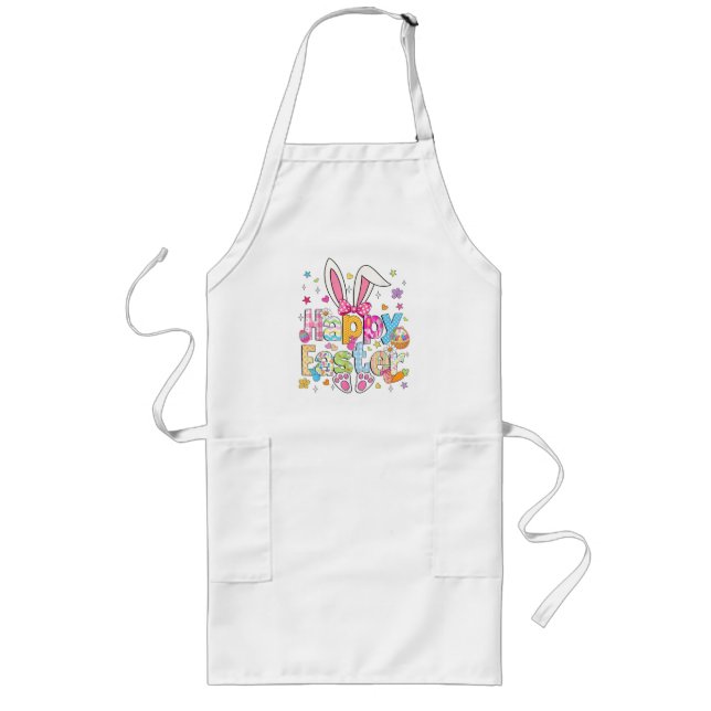 Tablier Long Joyeuses Pâques 2026 Lapin Mignon (Devant)
