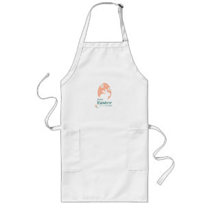 Tablier Long Joyeuses Pâques – Lapin & Œuf Décor Floral