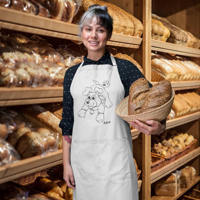 Tablier Long Joyeux dessin au crayon de charbon de bois (Charcoal Pencil Dog Long Apron)