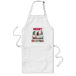 Tablier Long Joyeux Noël Gnome Famille Drôle d'arbre de Noël