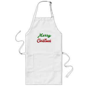 Tablier Long Joyeux Noël rouge et vert script