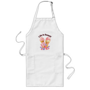 Tablier Long La Vie Est Douce T-Shirt Rose Mignon Glace et Dess