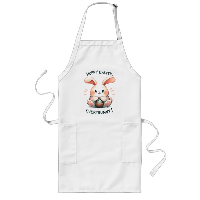 Tablier Long Lapin de Pâques Joyeuses Pâques, à tout le monde ! (Devant)