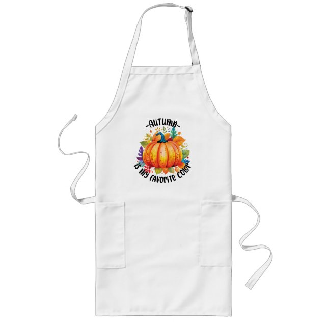 Tablier Long L'automne est ma couleur préférée - Citrouille et  (Devant)
