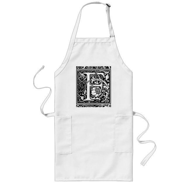 Tablier Long Lettre F Médiévale Monogramme Art Nouveau (Devant)