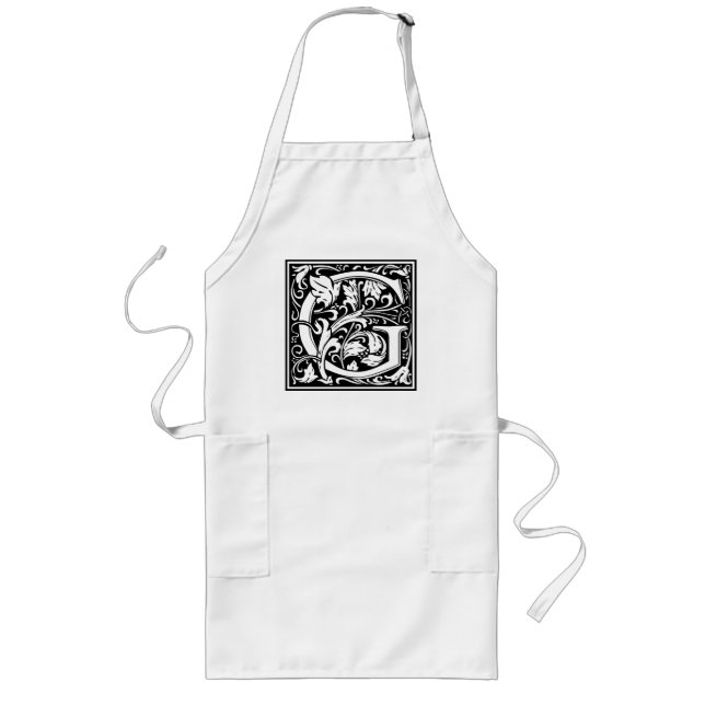 Tablier Long Lettre G Monogramme Médiéval Initiale Vintage (Devant)