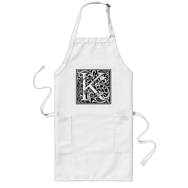 Tablier Long Lettre K Monogramme Art Nouveau Médiéval (Devant)