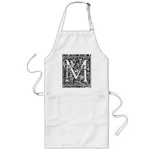 Tablier Long Lettre M Monogramme médiéval Art Nouveau