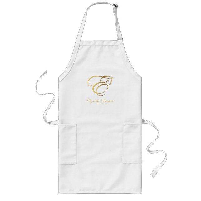 Tablier Long Lettre monogramme E Cheval en or (Devant)