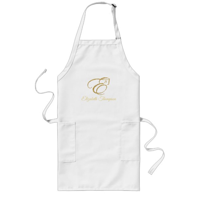 Tablier Long Lettre monogramme E Cheval en parties scintillant  (Devant)