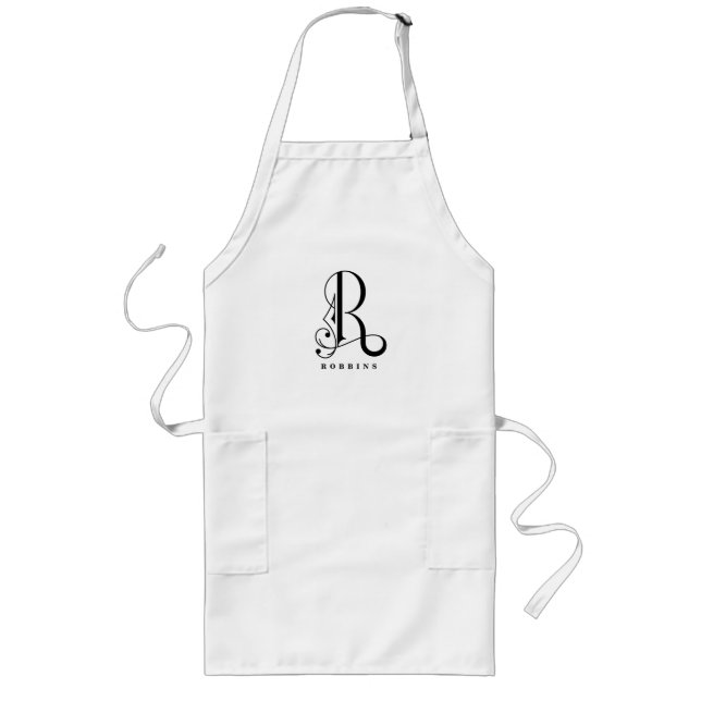 Tablier Long Lettre R Monogramme avec nom (Devant)