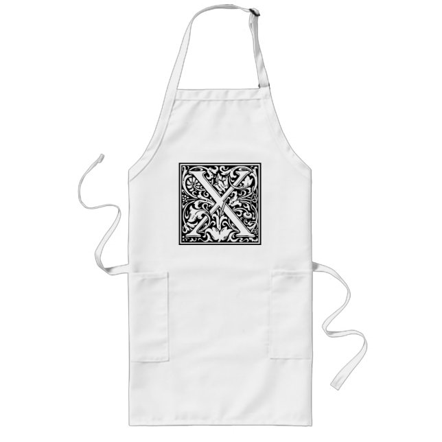 Tablier Long Lettre X Monogramme Art Nouveau Médiéval (Devant)