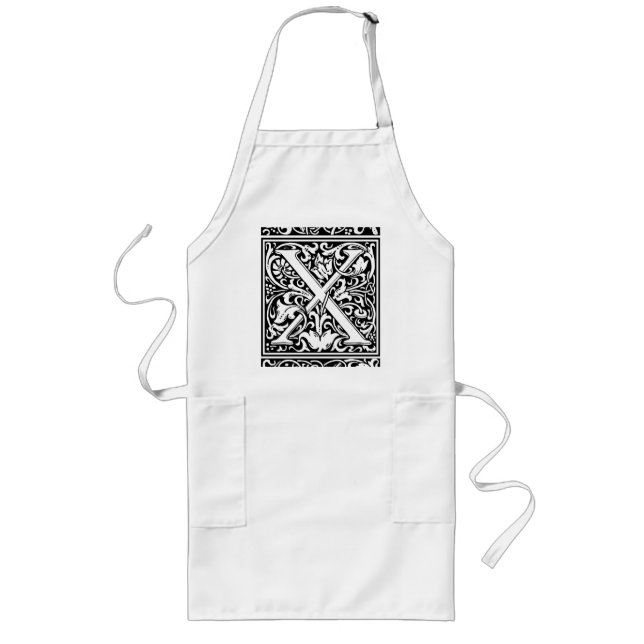 Tablier Long Lettre X Monogramme Art Nouveau Médiéval (Devant)