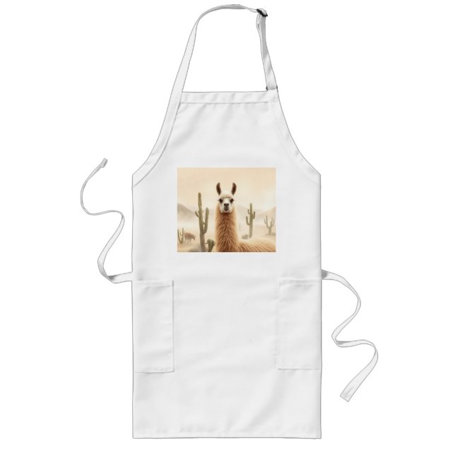 Tablier Long Llama de sable doux avec courant de cactus (Devant)