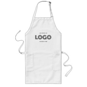Tablier Long Logo d'entreprise moderne blanc et noir