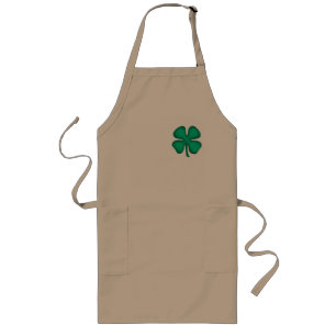 Tablier Long Lucky 4 Leaf Irish Clover long khaki chef apron