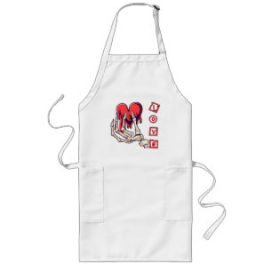 Tablier Long Main de squelette symbolique de l'amour offrant un