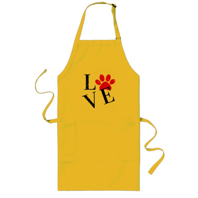 TABLIER LONG MAMAN CHIEN AMOUR BRANCHÉ PATTE  (Devant)