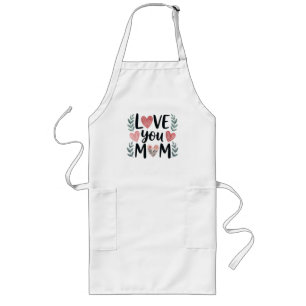 Tablier Long Maman je t'aime Cœurs floraux Fête des mères