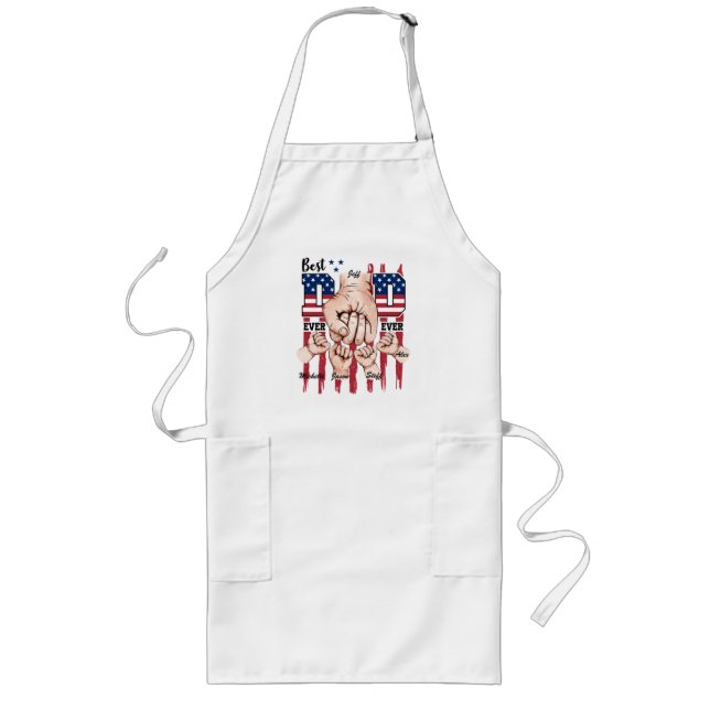 Tablier Long Meilleur papa jamais - Fist Bump USA Drapeau - 4 E (Devant)