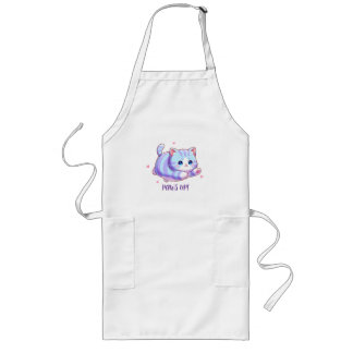 Tablier Long Mignon Chat Lavande Volant Kawaii