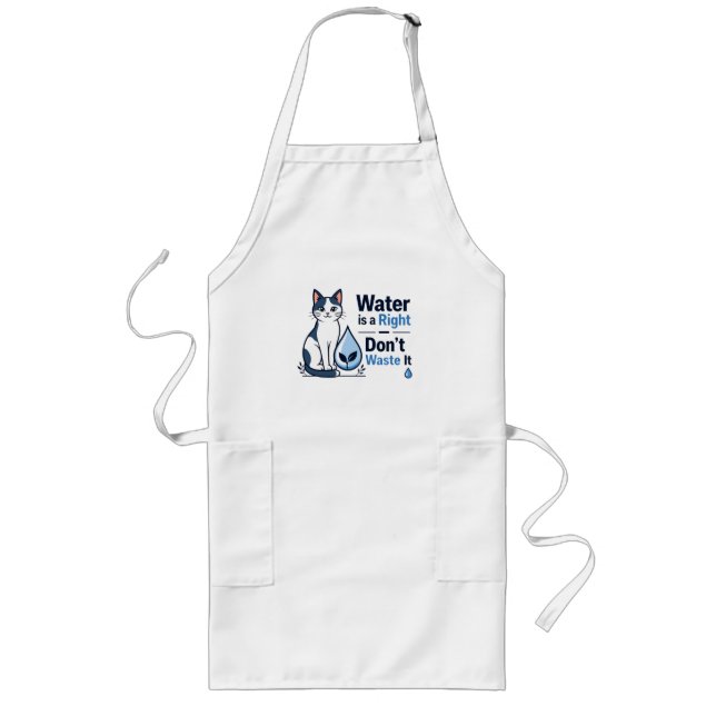 Tablier Long Mignon Chat Sauver l'Eau Cuisine Éco-Responsable  (Devant)