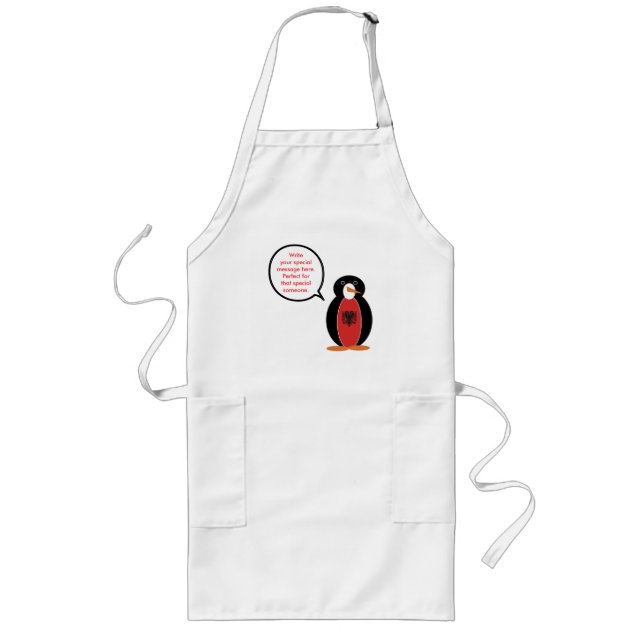 Tablier Long Mme Pingouin personnalisée Albanie (Devant)