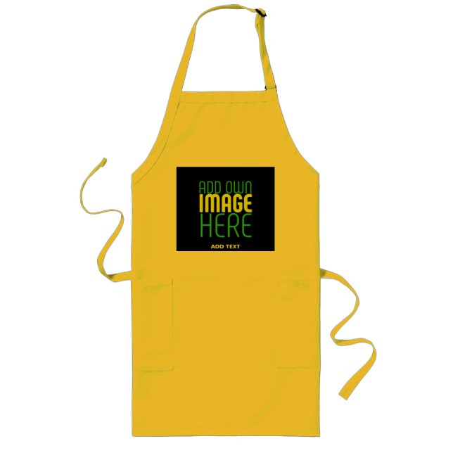 TABLIER LONG MODÈLE DE TEXTE D'IMAGE NOIRE ÉDITABLE JAUNE MODER (Devant)