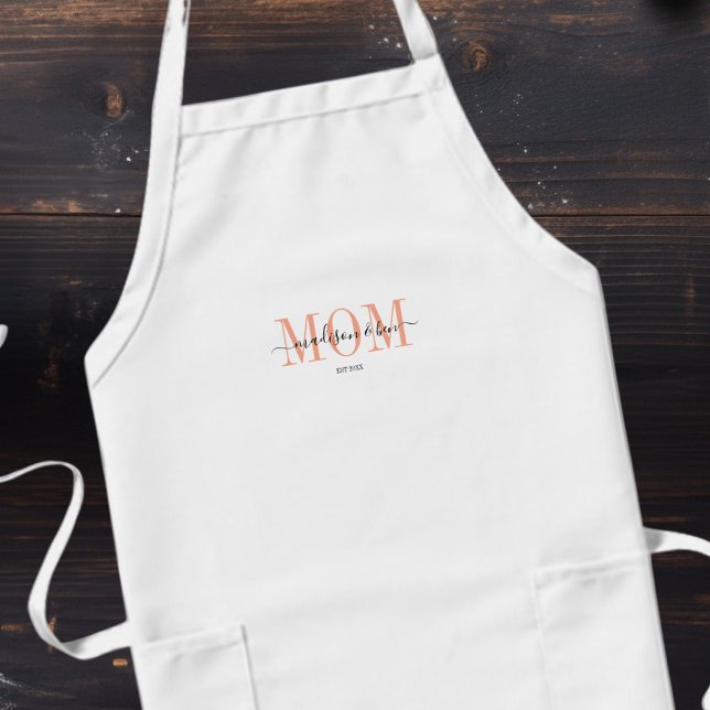 Tablier Long  ‘MOM, EST.’ Personalized, Proud MOM´S (‘MOM, EST.’ Personalized, Proud MOM´S Long Apron)