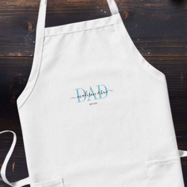 Tablier Long "MOM, EST." Personnalisé, Fière DAD (‘MOM, EST.’ Personalized, Proud DAD´S Long Apron)