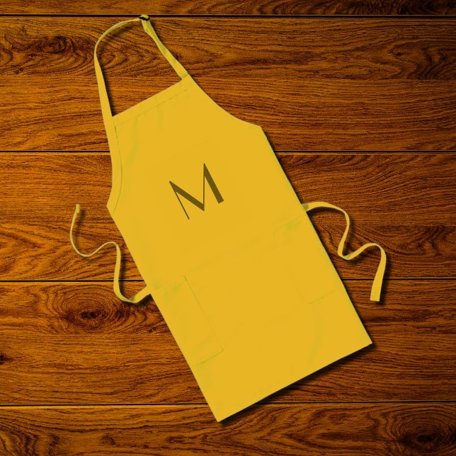Tablier Long monogramme personnalisé gras - jaune (Créateur téléchargé)