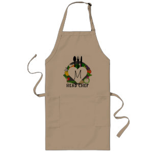 Tablier Long Monogramme personnalisé Kaki Chef Apron